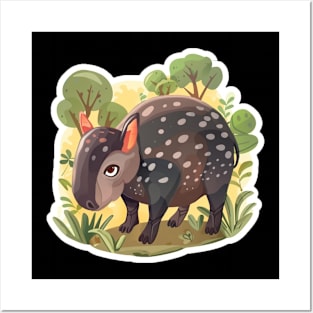 Cute Mountain Tapir Illustration - Adorable Animal Art Posters and Art